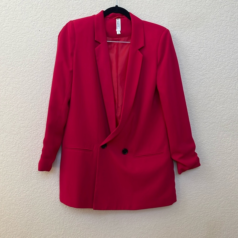 Mural Red Oversized Blazer - Size Small
